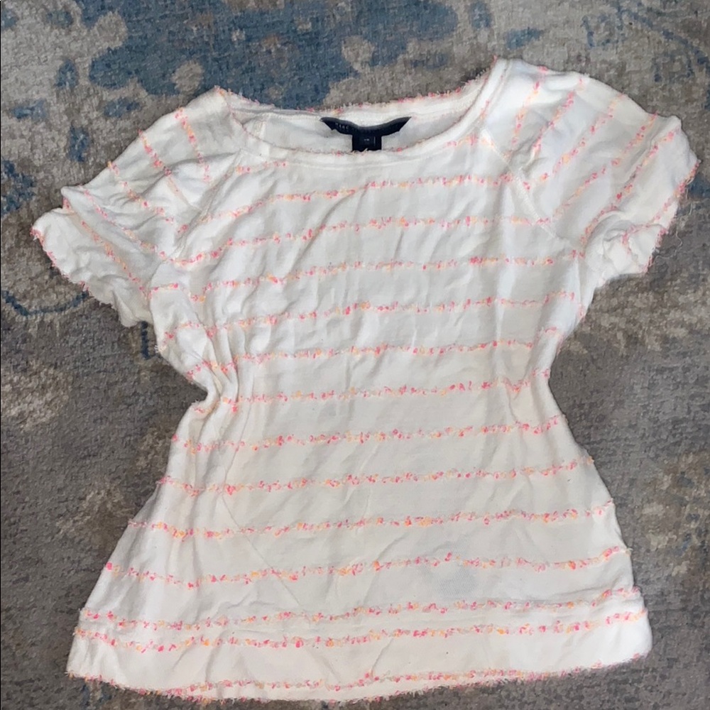 Women's White and Pink Striped Blouse